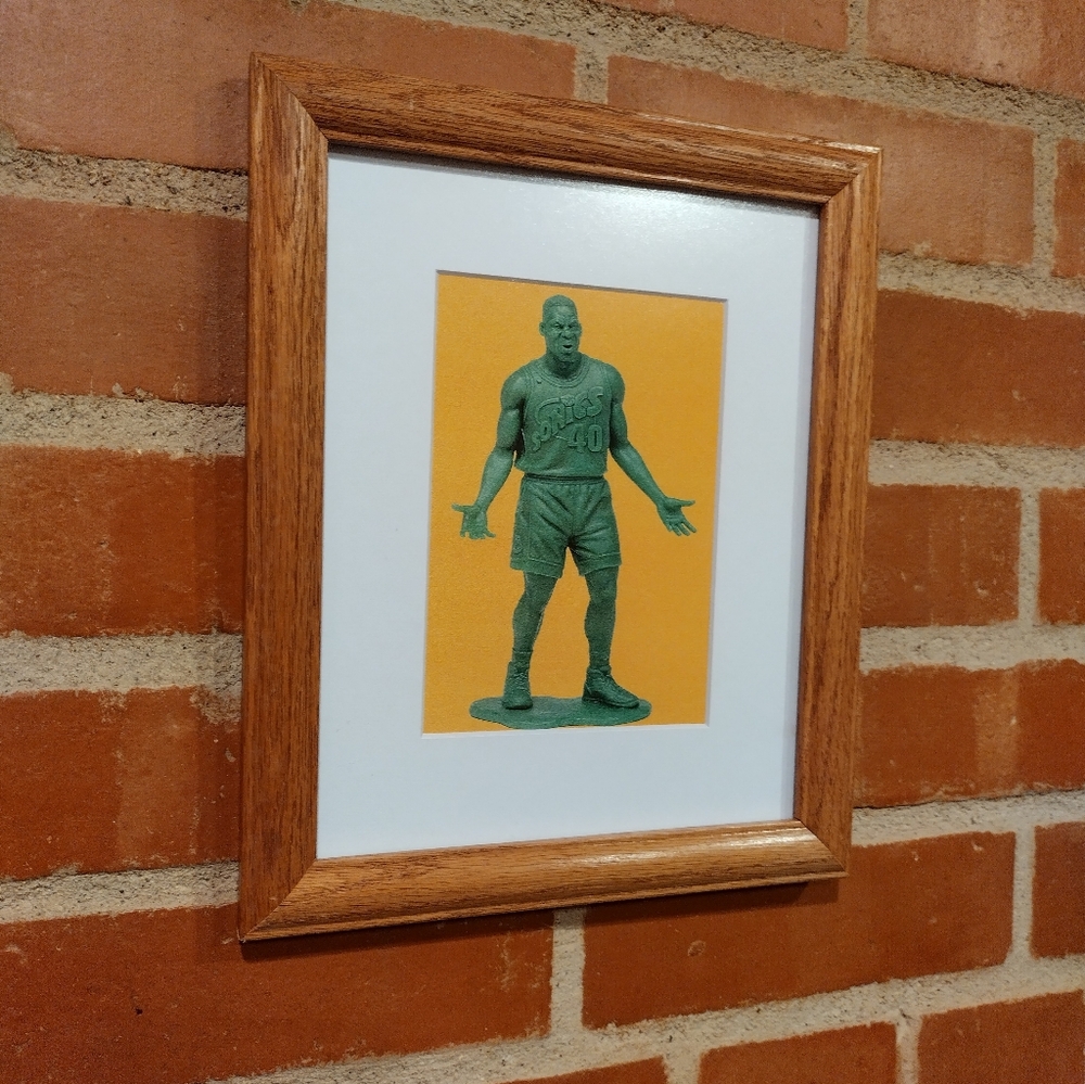 Shawn Kemp Seattle Supersonics Retro NBA Plastic Army Man Framed Art Print